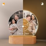 Personalized 2-4 Couple Photos Music Player LED Night Light with Names and Wooden Base Home Decor Valentine's Day Anniversary Birthday Gift for Couple