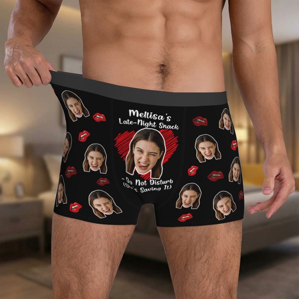 Personalised Funny Face Photo Brief Boxer Men's Underwear with Name Valentine's Day Anniversary Birthday Gift for Husband Boyfriend