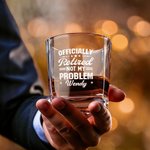 Personalized Officially Retired Not My Problem Whiskey Decanter with Name Bar Accessory Retirement Gift for Men Whiskey Lovers