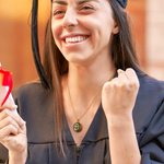 Personalised Birthstone Shield Shape Badge Necklace with Text and Year Dainty Jewellery Class of 2026 Graduation Gift for Graduates Friends Classmates