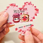 Personalized Cartoon Food Couple Heart Building Block Puzzle with Name Valentine's Day Anniversary Gift for Couple