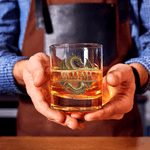Personalized Gold Dragon 10 oz Rock Whiskey Glass with Name Father's Day Birthday Gift for Man Bartender Whiskey Enthusiast