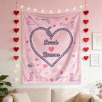Personalized Pink Cowboy Sweetheart Soft Throw Blanket with Names Valentine's Day Anniversary Gift for Couples