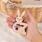 Personalised Cute Bunny Flower Six Seven Wooden Ornament with Name Basket Decor Easter Gift for Kids