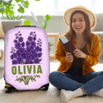 Personligt bagageskydd i flerfärgad blomma passar resväska 18-32 tum med namn Resetillbehör Födelsedagspresent för kvinnor Flickor