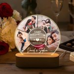 Personalized 2-4 Couple Photos Music Player LED Night Light with Names and Wooden Base Home Decor Valentine's Day Anniversary Birthday Gift for Couple