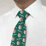 Personalised Funny 1-6 Face Photos Soft Tie with Title Novelty Accessory Father's Day Birthday Gift for Grandpa Dad Man