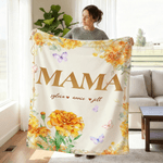 Personalised Watercolour Birth Flower Soft Throw Blanket with Name Home Decor Birthday Gift for Mom Grandmother