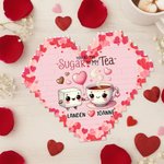 Personalized Cartoon Food Couple Heart Building Block Puzzle with Name Valentine's Day Anniversary Gift for Couple