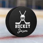 Personlig ishockeyhjälm Stick Player Silhouette Design Ice Hockey Puck med namn Ice Rink Game Day Team Present för ishockeyspelare älskare