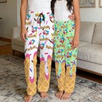 Personalized Ice-Cream 67 Name Multicolor Kid Woman Man Pajama Pants with Drawstring Daily Wear Birthday Gift for Family Friend