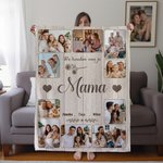 Gepersonaliseerde 10 Familiefoto's Zachte Deken met 1-8 Namen en Tekst Woondecoratie Moederdag Vaderdag Verjaardagscadeau voor Mama Oma Papa