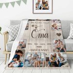 Gepersonaliseerde 10 Familiefoto's Zachte Deken met 1-8 Namen en Tekst Woondecoratie Moederdag Vaderdag Verjaardagscadeau voor Mama Oma Papa