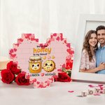 Personalized Cartoon Food Couple Heart Building Block Puzzle with Name Valentine's Day Anniversary Gift for Couple