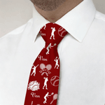 Personalized Multicolor Baseball Golf Pattern Tie with Name Men's Accessory Anniversary Bitrhday Gift for Husband Dad