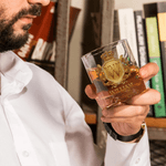 Personalised Vintage Crown Badge 3D Initial 10 oz Rock Whiskey Glass with Name Father's Day Birthday Gift for Man Bartender Whiskey Enthusiast