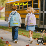 Personlig Marsupilami ryggsäck med flera fack och namn för barn med gul prickig leopard Skolstartspresent för pojkar Flickor | Callie × Marsupilami®