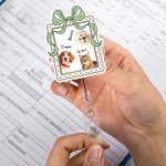 Personalized Bow Retro Frame Oil Painting Pet Photo Acrylic Badge Reel with Name Birthday Adopt Anniversary Daily Use Gift for Pet Owner Lover