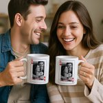 Personalized Red Heart Playing Card 11 oz 15 oz Ceramic Coffee Mug with Photo Initial and Text Valentine's Day Birthday Anniversary Gift for Couple