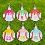 Personalisierte Eiscreme Tropf Baseball Schlüsselanhänger mit Nummer Geburtstag Team Geschenk für Trainer Baseball-Liebhaber Teamkollege