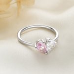 Personalisierte Herz Double Birthstones Ring Zierliche Schmuck Geburtstag Valentinstag Jahrestag Muttertag Geschenk für Frauen