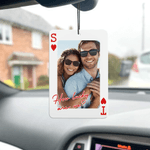Personalized How Lucky Are We Photo Playing Card Couple Car Air Freshener Ornament Valentine's Day Anniversary Gift for Couples