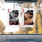 Personalized How Lucky Are We Photo Playing Card Couple Car Air Freshener Ornament Valentine's Day Anniversary Gift for Couples