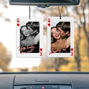 Personalised How Lucky Are We Photo Playing Card Couple Car Air Freshener Ornament Valentine's Day Anniversary Gift for Couples
