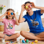 Personlig påsk tecknad kanin flerfärgad barn / vuxen T-shirt Sweatshirt med namn påsk födelsedagspresent för familj barn