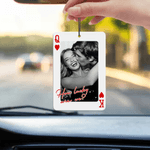 Personalized How Lucky Are We Photo Playing Card Couple Car Air Freshener Ornament Valentine's Day Anniversary Gift for Couples
