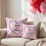 Personalized Pink Cowboy Heart Soft Throw Pillow Cover with Names Home Decor Birthday Anniversary Valentine's Day Housewarming Gift for Couples