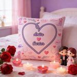 Personalized Pink Cowboy Heart Soft Throw Pillow Cover with Names Home Decor Birthday Anniversary Valentine's Day Housewarming Gift for Couples