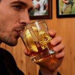 Personalized Golden Football Player 10 oz Whiskey Glass with Name and Number Birthday Father's Day Gift for Man Bartender Whiskey Enthusiast