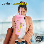 Personalized Long-Tailed Leopard Marsupilami 24 oz Pink Water Bottle with Straw Daily Use  Birthday Gift for Kids Friends | Callie × Marsupilami®