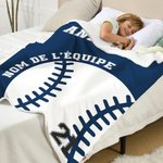 Couverture Personnalisée avec Motif de Ballon ou Balle de Sport Nom Texte et Numéro Décoration Maison Cadeau Anniversaire Noël pour Amoureux du Sport