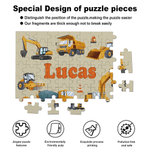 Personalized Construction Truck Jigsaw Puzzles with Name Educational Toy Home Decor Birthday Gift for Boys Kids