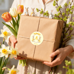 Personalized Cute Flower Peter Rabbit Set of 2 Easter Waterproof Stickers Labels with Name and Initial Easter Day Decor Party Favors for Family Kids