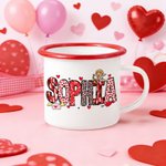 Henkilökohtainen romanttinen Cupido Sydän kuvio 12 oz emali muki nimi Home Decor Ystävänpäivä Syntymäpäivä lahja lapsille pari