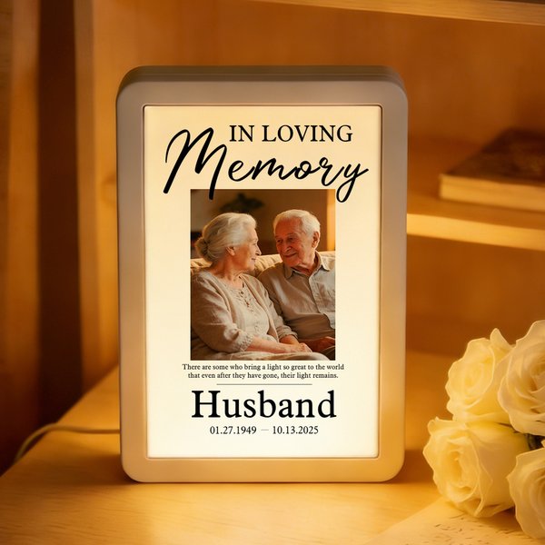 Personalised In Loving Memory LED Photo Frame Mirror with Nickname and Date Memorial Sympathy Gift for Loss of Loved One