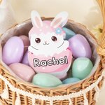 Personalized Multicolor Cute Easter Rabbit Ornament with Name Desk Decor Basket Stuffer Easter Party Gift for Family Kids