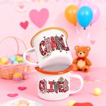 Henkilökohtainen romanttinen Cupido Sydän kuvio 12 oz emali muki nimi Home Decor Ystävänpäivä Syntymäpäivä lahja lapsille pari