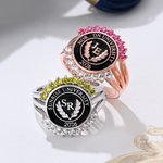 Personalised Birthstone Initial Graduation Signet Ring with Year and Text Graduation Keepsake Gift for University Graduates