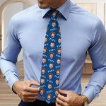 Personalised Funny 1-6 Face Photos Soft Tie with Title Novelty Accessory Father's Day Birthday Gift for Grandpa Dad Man