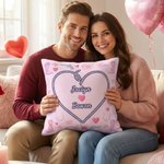 Personalized Pink Cowboy Heart Soft Throw Pillow Cover with Names Home Decor Birthday Anniversary Valentine's Day Housewarming Gift for Couples