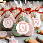 Personalized Cute Flower Peter Rabbit Set of 2 Easter Waterproof Stickers Labels with Name and Initial Easter Day Decor Party Favors for Family Kids