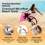 Personalized Palm Tree Gradient Color Oversized Quick Dry Beach Towel with Name Beach Travel Essentials Birthday Gift for Family Friend