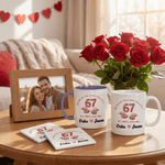 Personlig Six Seven Heart Design 11 oz 15 oz keramisk mugg med namn och underlägg Alla hjärtans dag födelsedagspresent till henne honom