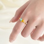 Personalisierte Herz Double Birthstones Ring Zierliche Schmuck Geburtstag Valentinstag Jahrestag Muttertag Geschenk für Frauen