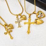 Personligt korshjärthänge Halsband i rostfritt stål med foto Religiösa smycken Födelsedag, jubileum, dopgåva för kristen kvinna