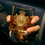 Personalised Vintage Crown Badge 3D Initial 10 oz Rock Whiskey Glass with Name Father's Day Birthday Gift for Man Bartender Whiskey Enthusiast